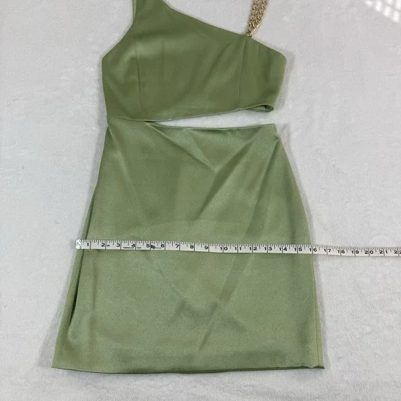 NWT Alice + Olivia Revolve Women's Green One-Shoulder Cutout Karoline Dress 2 - Picture 12 of 15